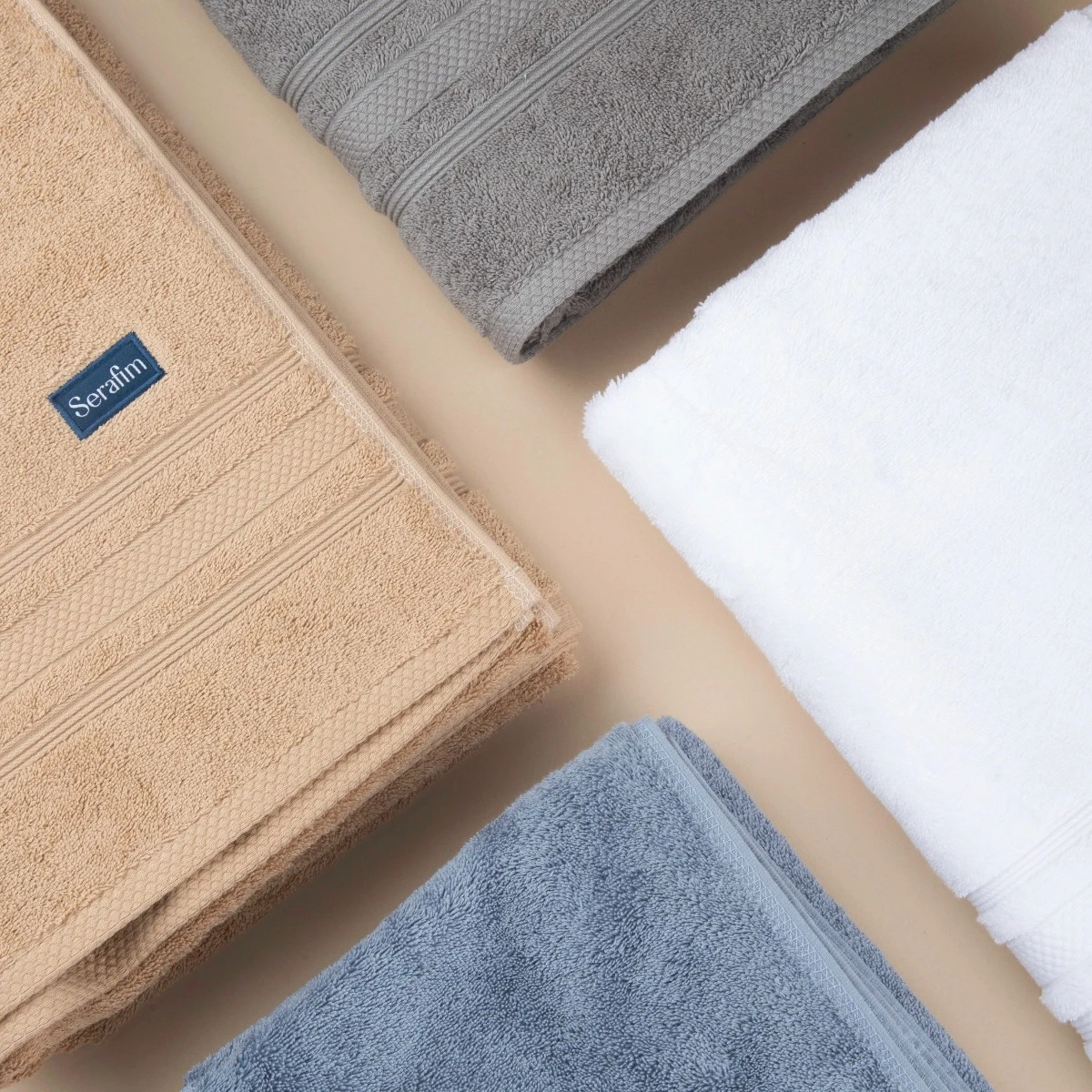 4 Set de Toalla y Toallón - Azul + Gris + Beige + Blanco - imagen 2